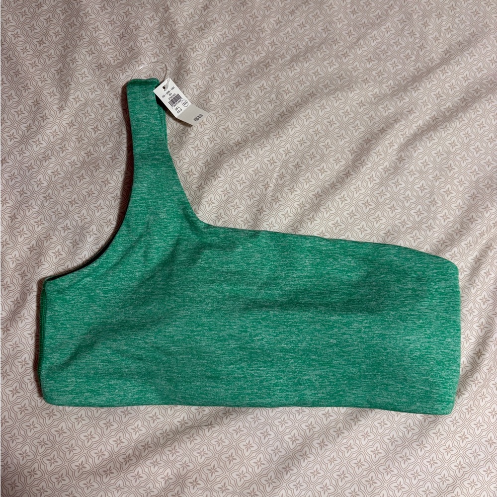 Aerie Offline One-Shoulder Bralette in Heather Green